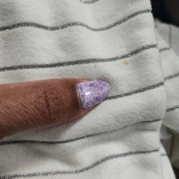 Aeropostale Cream Silver Metallic Stripe Pullover Hoodie Size M Pocket FLAW - Picture 7 of 9